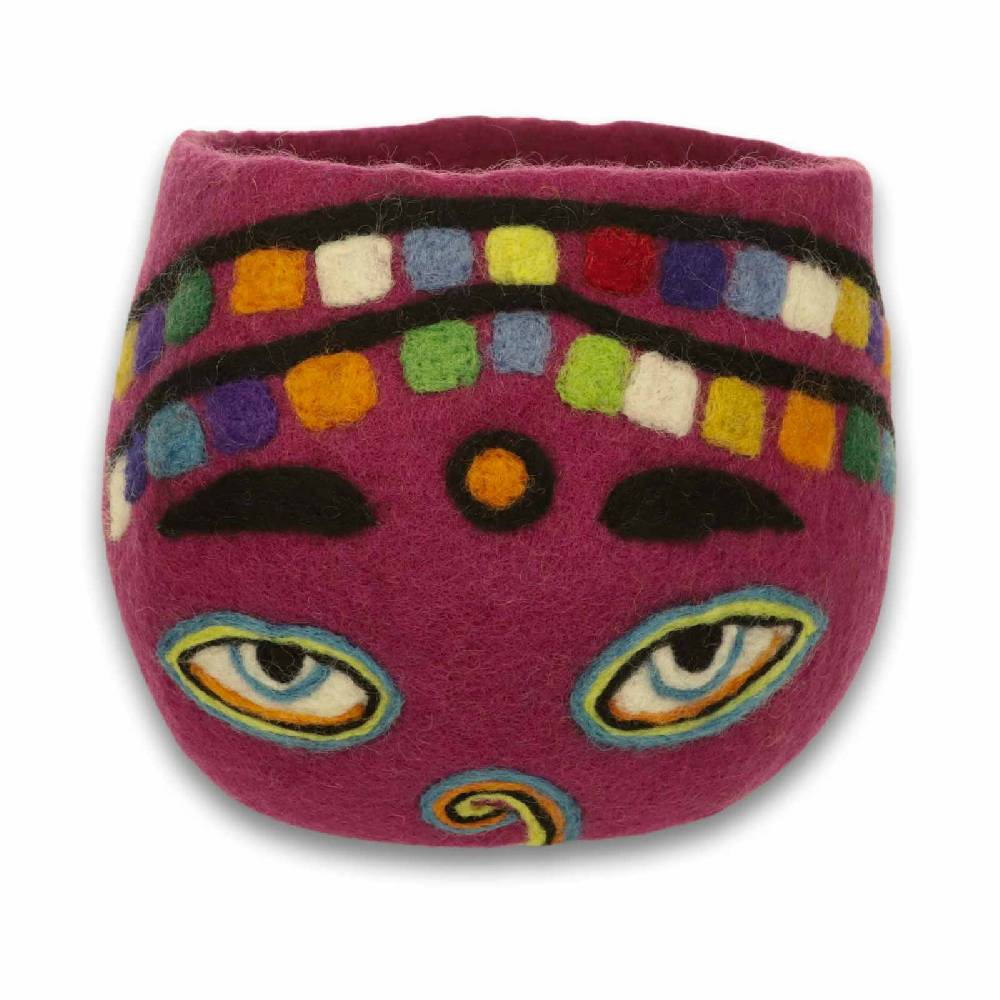 Kunst Und Magie Filzschale Übertopf Buddha Eyes Deko Aufbewahrung Schale Vase Fair in 3 Größen Fair & Nachhaltig Pink