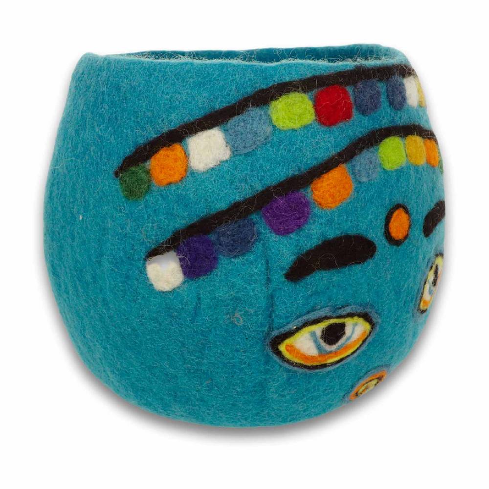 Kunst Und Magie Filzschale Übertopf Buddha Eyes Deko Aufbewahrung Schale Vase Fair In 3 Größen Fair & Nachhaltig Türkis