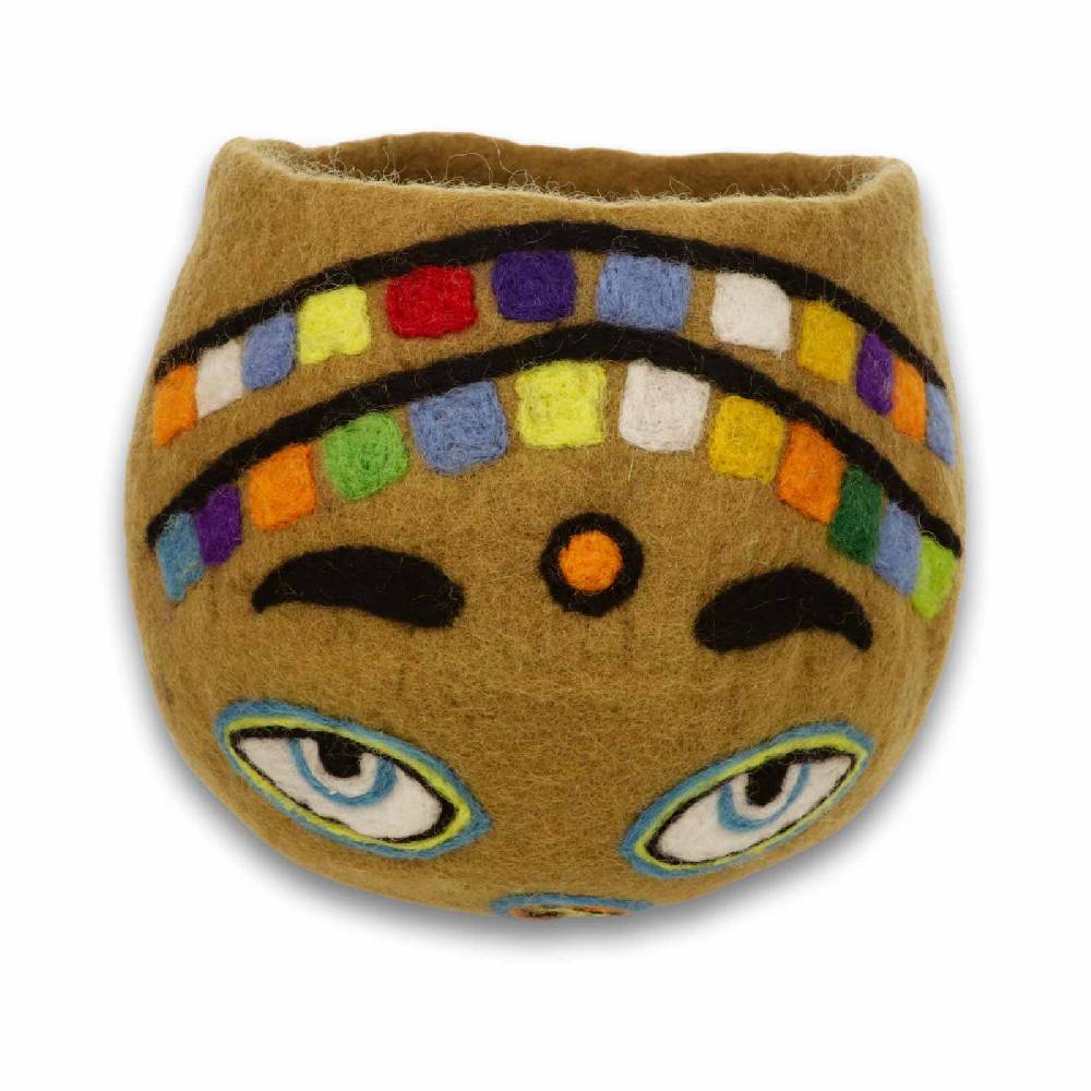 Kunst Und Magie Filzschale Übertopf Buddha Eyes Deko Aufbewahrung Schale Vase Fair in 3 Größen Fair & Nachhaltig Beige