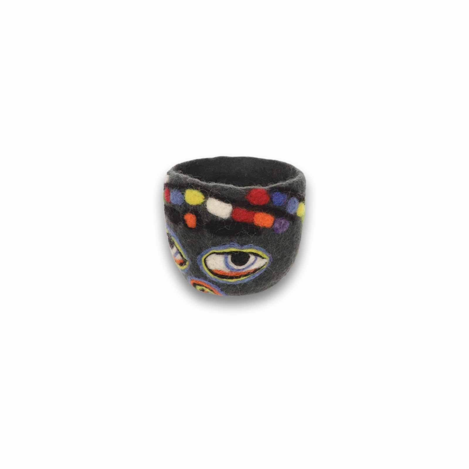 Kunst Und Magie Filzschale Übertopf Buddha Eyes Deko Aufbewahrung Schale Vase Fair In 3 Größen Fair & Nachhaltig Grau
