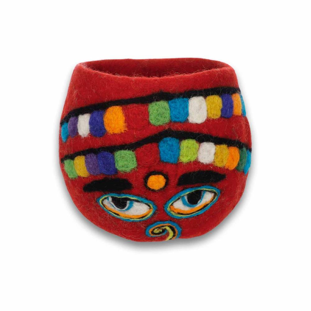 Kunst Und Magie Filzschale Übertopf Buddha Eyes Deko Aufbewahrung Schale Vase Fair in 3 Größen Fair & Nachhaltig Rot