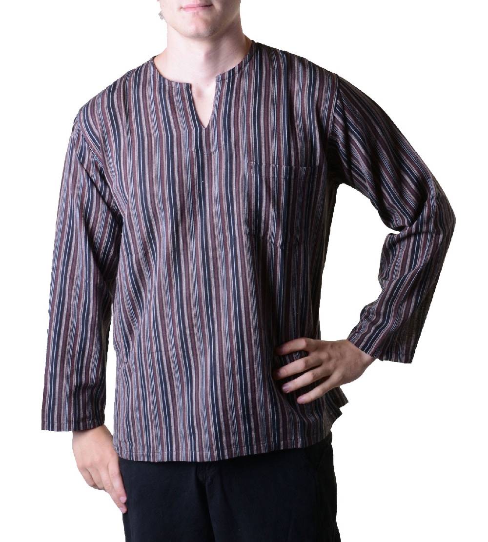 Kunst Und Magie Fischerhemd Kurtha Gestreift Überzieher Hemd Poncho Mittelalter Nepal