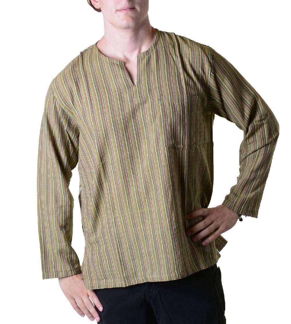 Kunst Und Magie Fischerhemd Kurtha Gestreift Überzieher Hemd Poncho Mittelalter Nepal