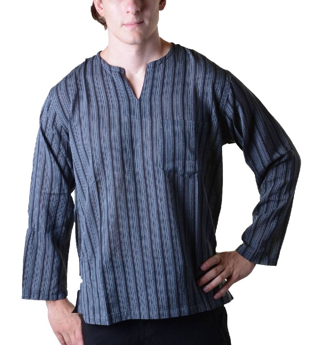 Kunst Und Magie Fischerhemd Kurtha Gestreift Überzieher Hemd Poncho Mittelalter Nepal