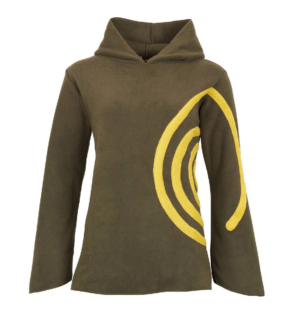 Kunst Und Magie Fleece Pullover mit Zipfelkapuze Goa Psy Hippie Fraggle mit Spirale