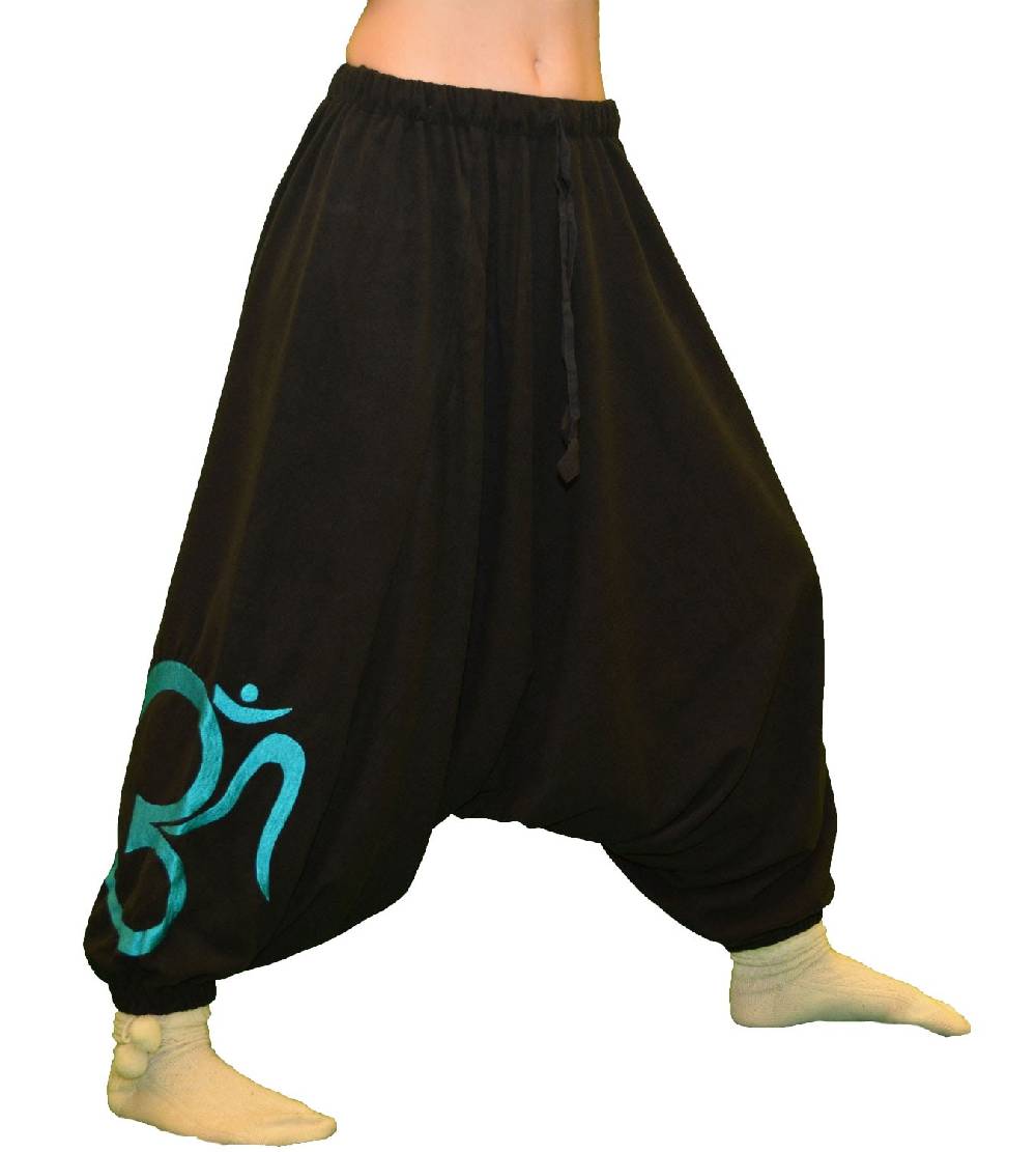 Kunst Und Magie Fleecehose mit blauem Om-Symbol Unisex Psy Goa Pluderhose ALADINHOSE