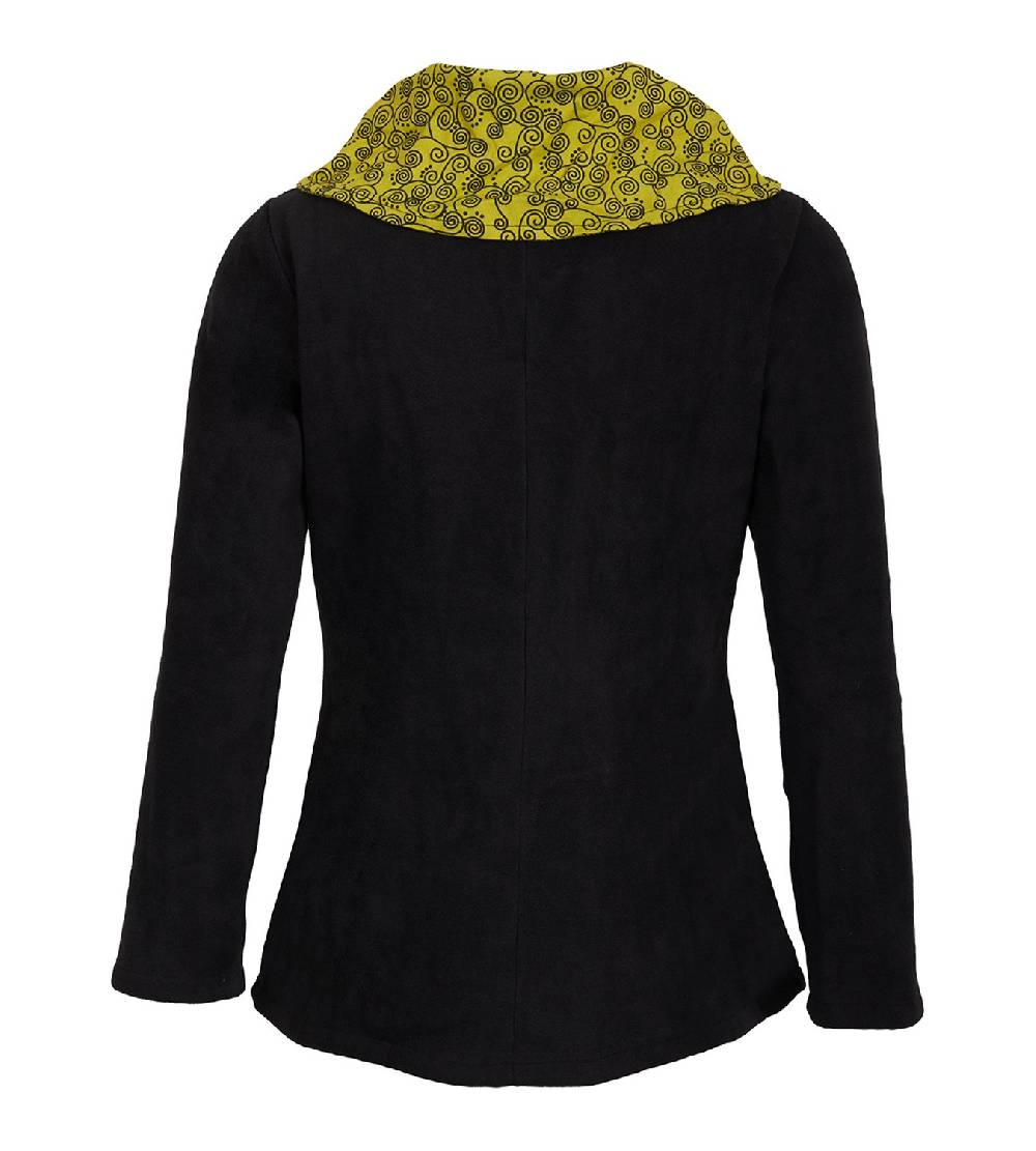 Kunst Und Magie Fleecejacke Mit Farbigem Kragen Goa Psy Hippie - Boho Damen Jacke