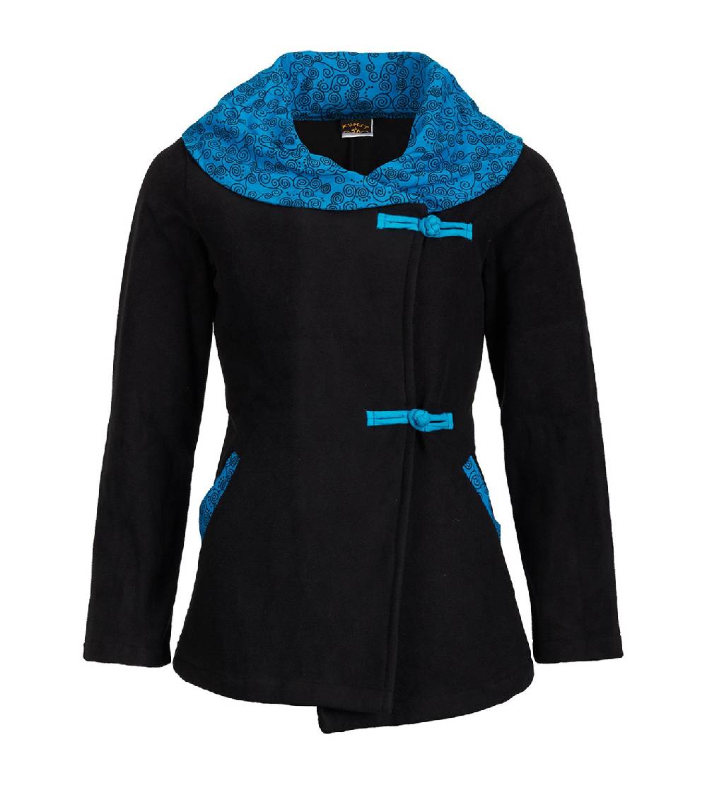 Kunst Und Magie Fleecejacke Mit Farbigem Kragen Goa Psy Hippie - Boho Damen Jacke