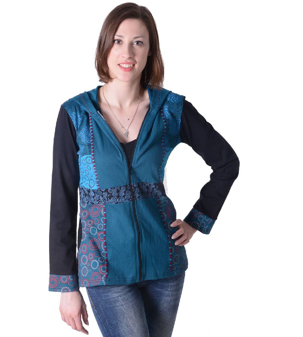 Kunst Und Magie Flippige Damen Freizeitjacke Aus Baumwolle Mit Zipfelkapuze