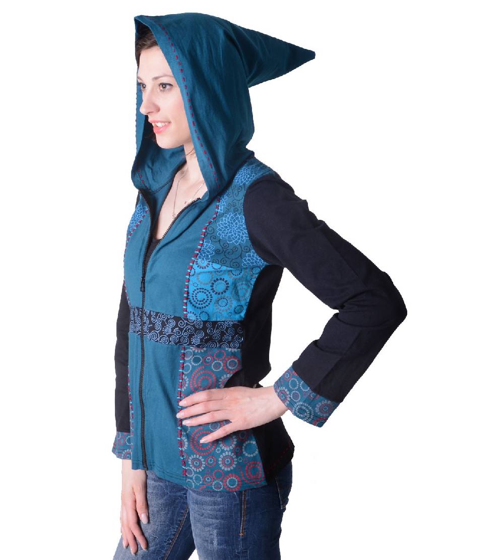Kunst Und Magie Flippige Damen Freizeitjacke Aus Baumwolle Mit Zipfelkapuze