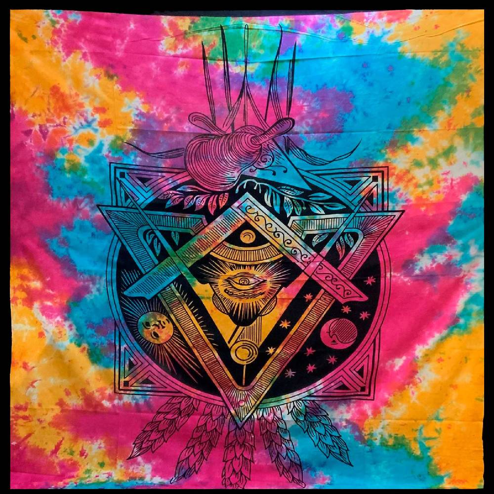 Kunst Und Magie Freimaurer Symbol Tagesdecke Wandbehang Bunt Deko Auge Gottes Tuch Bunt Ca. 200 X 230cm