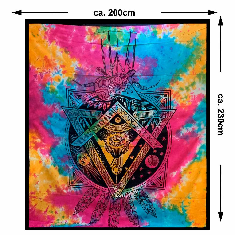 Kunst Und Magie Freimaurer Symbol Tagesdecke Wandbehang Bunt Deko Auge Gottes Tuch Bunt Ca. 200 X 230cm