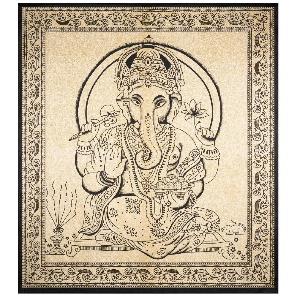 Kunst Und Magie Ganesha Dekotuch Große Tagesdecke Wandbehang Tuch Goa Ca. 200 X 225 Cm