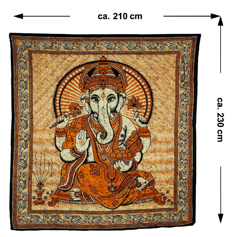 Kunst Und Magie Ganesha Dekotuch Große Tagesdecke Wandbehang Tuch Goa Ca. 210 X 230 Cm
