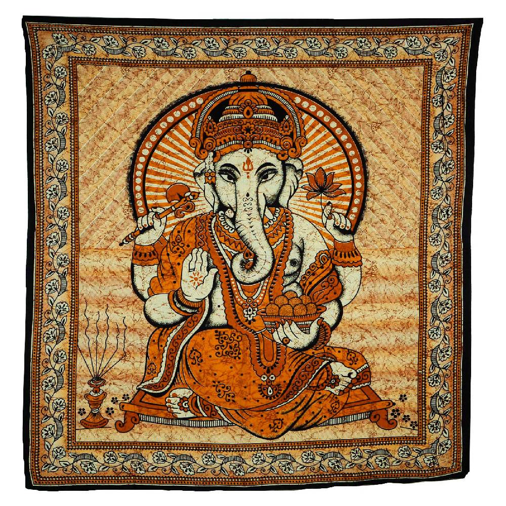 Kunst Und Magie Ganesha Dekotuch Große Tagesdecke Wandbehang Tuch Goa Ca. 210 X 230 Cm