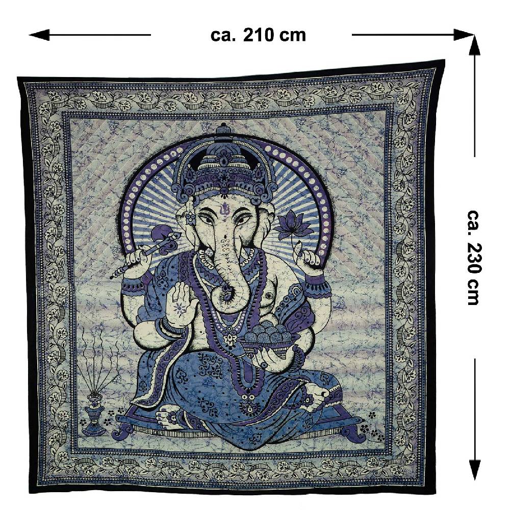Kunst Und Magie Ganesha Dekotuch Große Tagesdecke Wandbehang Tuch Goa Ca. 210 X 230 Cm