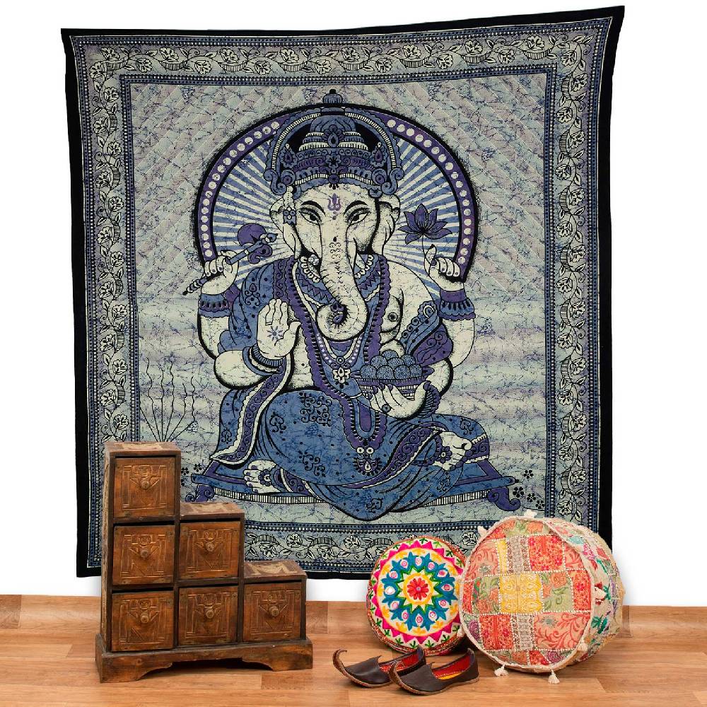 Kunst Und Magie Ganesha Dekotuch Große Tagesdecke Wandbehang Tuch Goa ca. 210 x 230 cm
