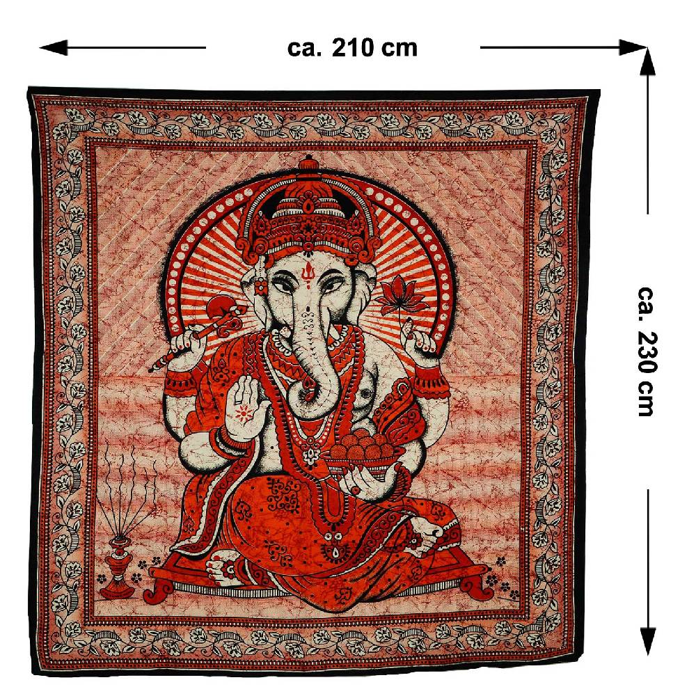 Kunst Und Magie Ganesha Dekotuch Große Tagesdecke Wandbehang Tuch Goa Ca. 210 X 230 Cm