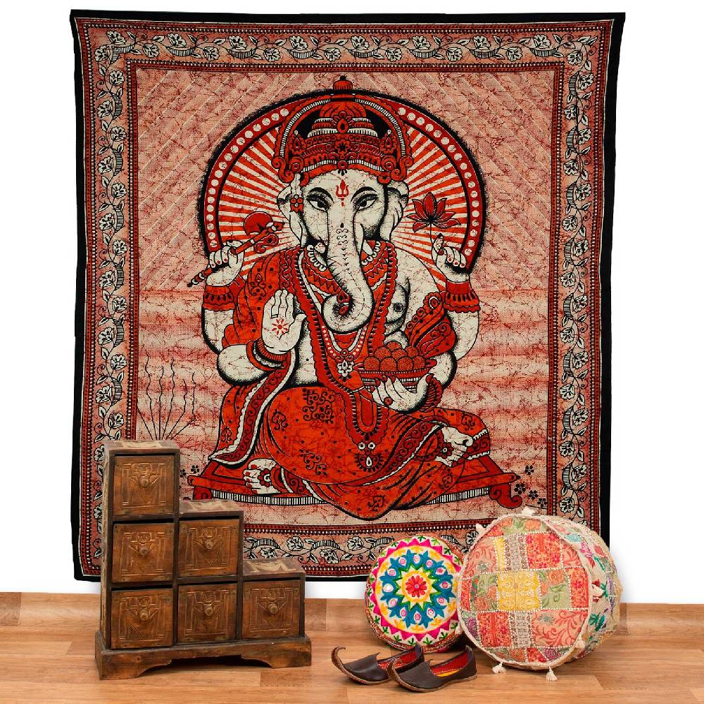 Kunst Und Magie Ganesha Dekotuch Große Tagesdecke Wandbehang Tuch Goa ca. 210 x 230 cm