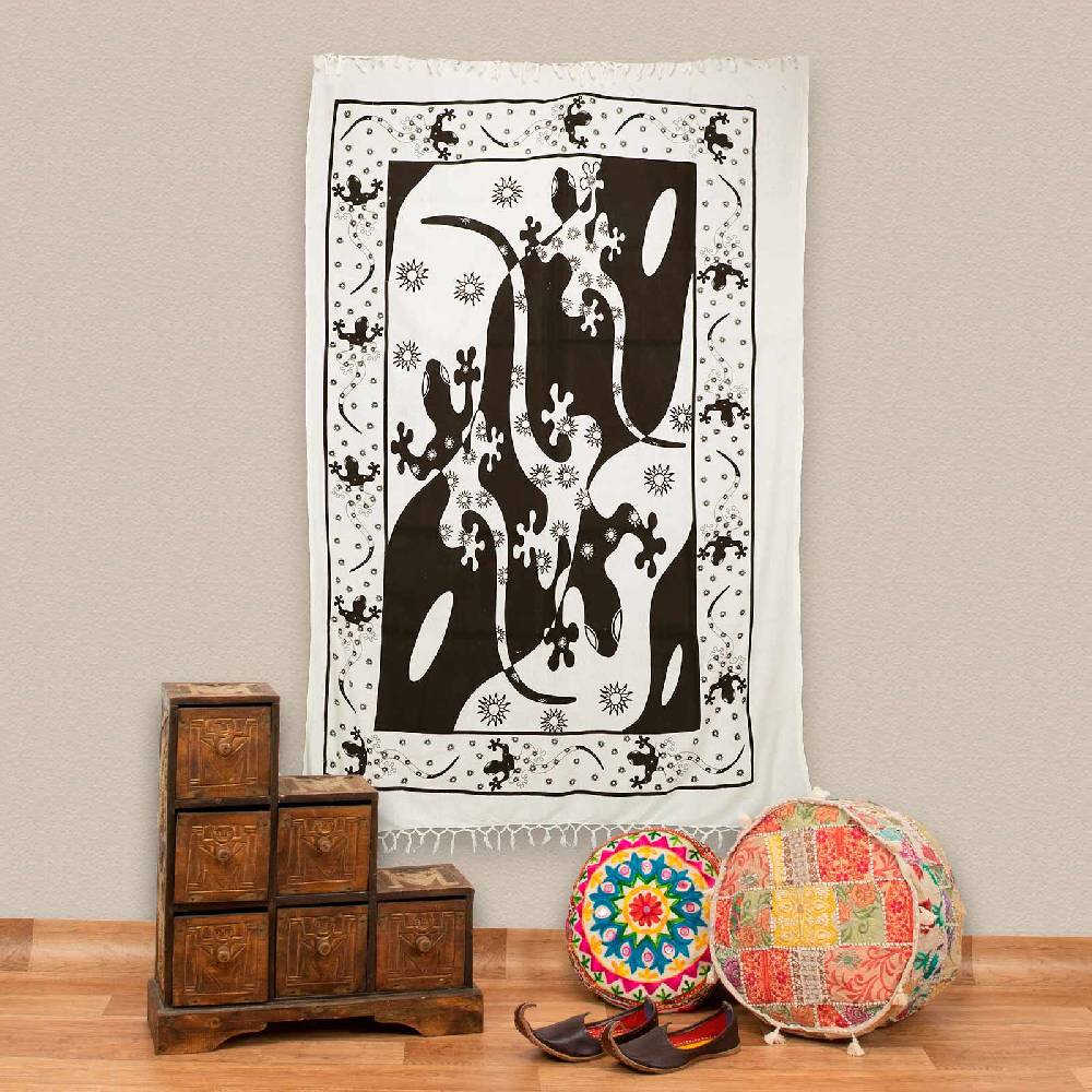 Kunst Und Magie Gecko Salamander Dekotuch Große Tagesdecke Wandbehang Tuch Goa ca. 145 x 220cm