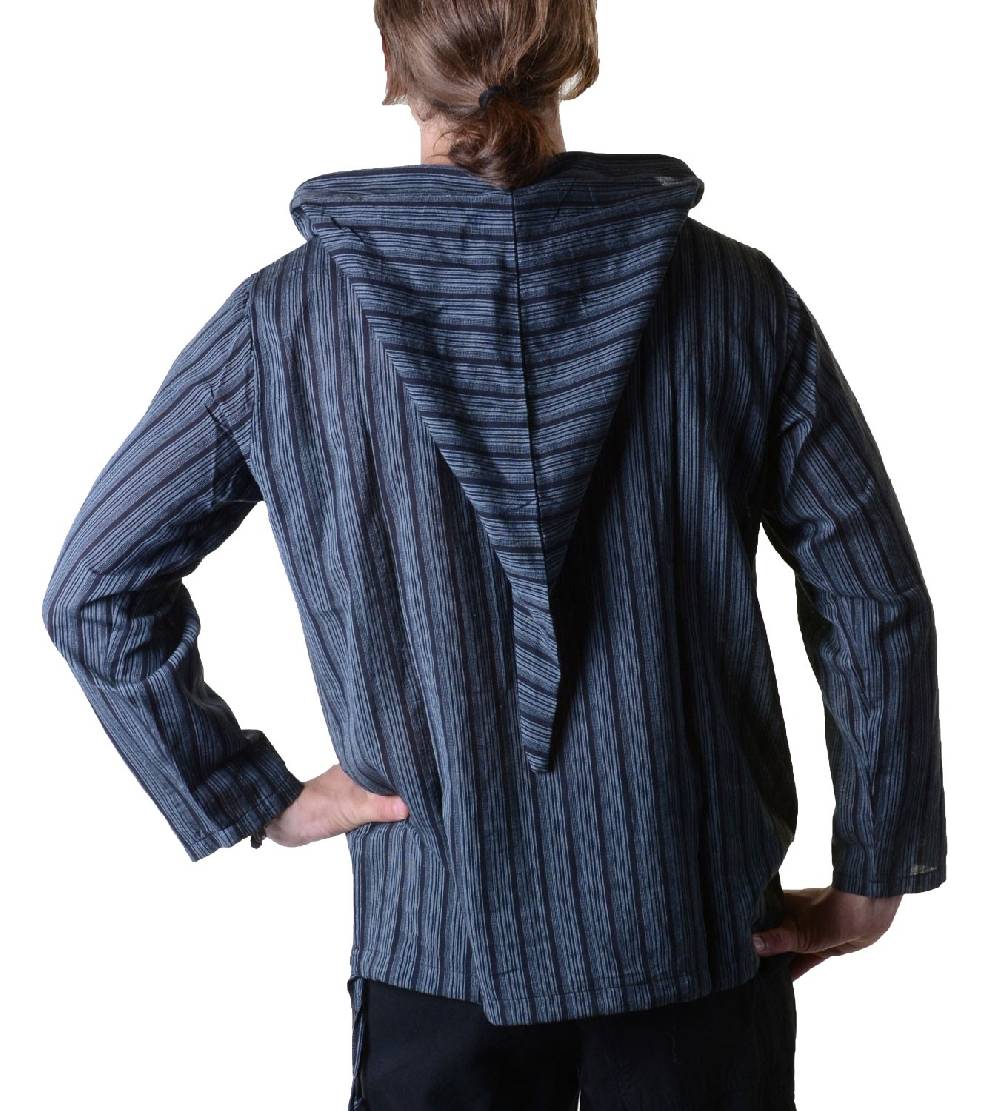 Kunst Und Magie Gestreiftes Fischerhemd Kurtha Überzieher Hemd Poncho Mittelalter Mit Zipfelkapuze