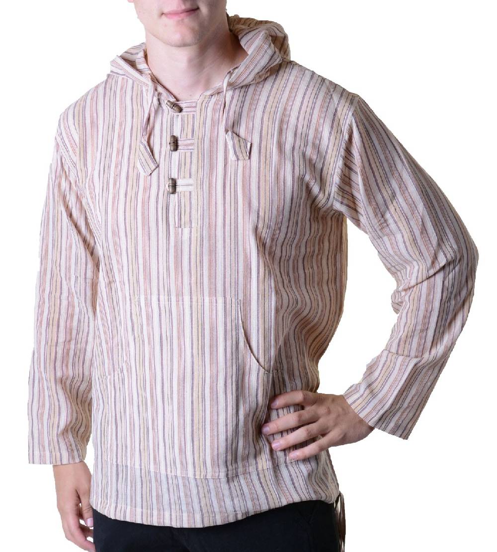 Kunst Und Magie Gestreiftes Fischerhemd Kurtha Überzieher Hemd Poncho Mittelalter Mit Zipfelkapuze
