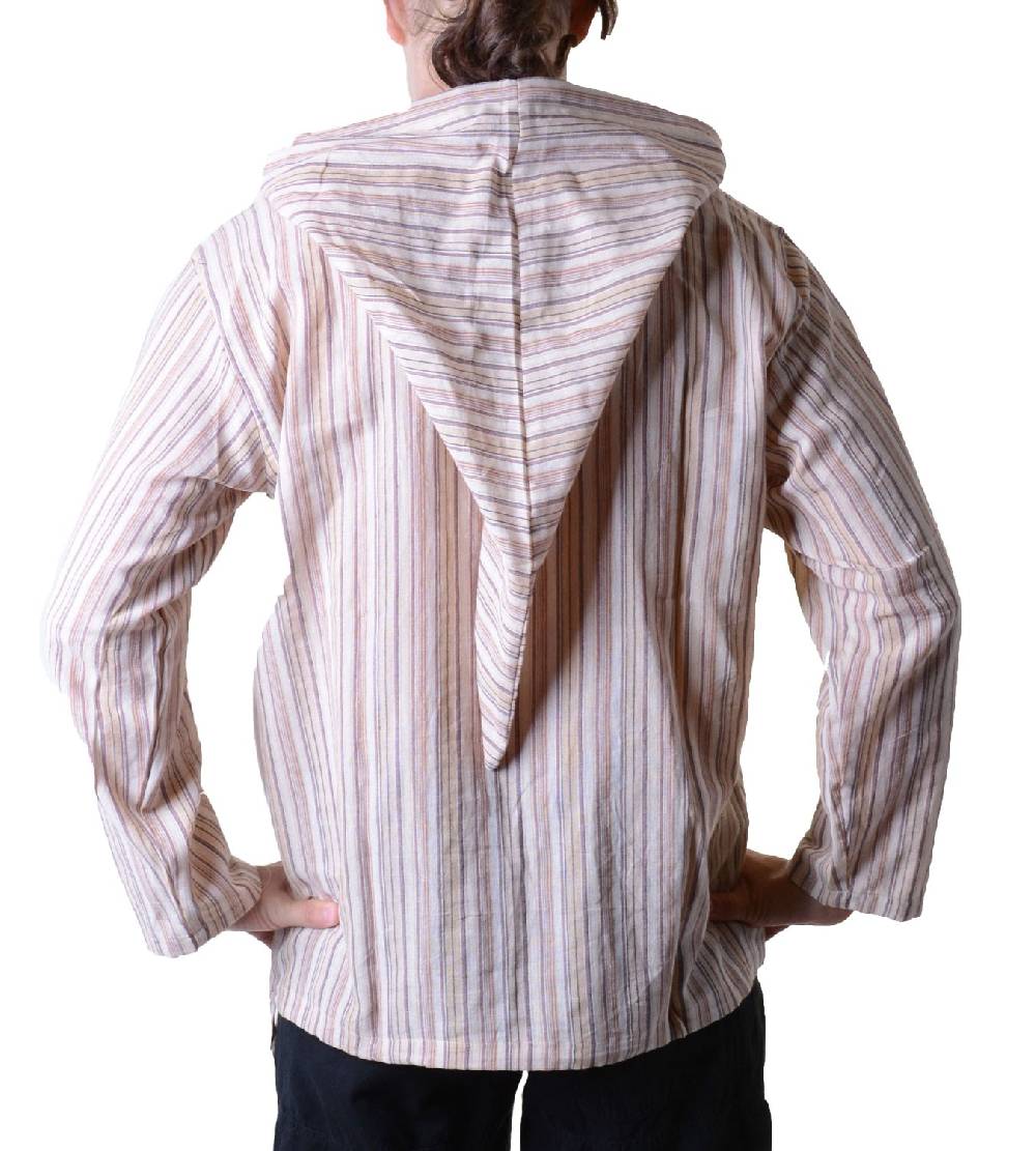 Kunst Und Magie Gestreiftes Fischerhemd Kurtha Überzieher Hemd Poncho Mittelalter Mit Zipfelkapuze