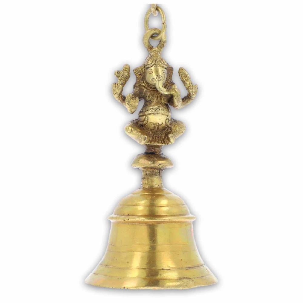 Kunst Und Magie Ghanesh Ghanta Ritualglocke Tempel Glocke mit hellem Klang Ganesha 18cm ca 1kg