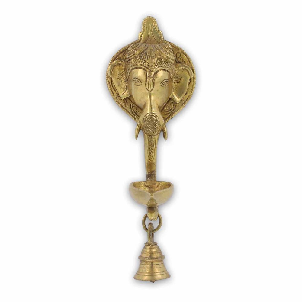 Kunst Und Magie Ghanesha Wandschmuck Räucherschale Öllampe Ritualglocke Tempel Glocke mit hellem Klang Ganesha