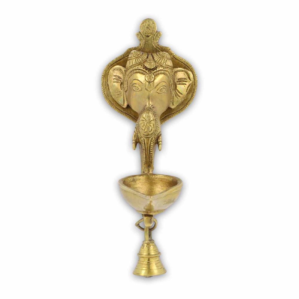 Kunst Und Magie Ghanesha Wandschmuck Räucherschale Öllampe Ritualglocke Tempel Glocke mit hellem Klang Ganesha