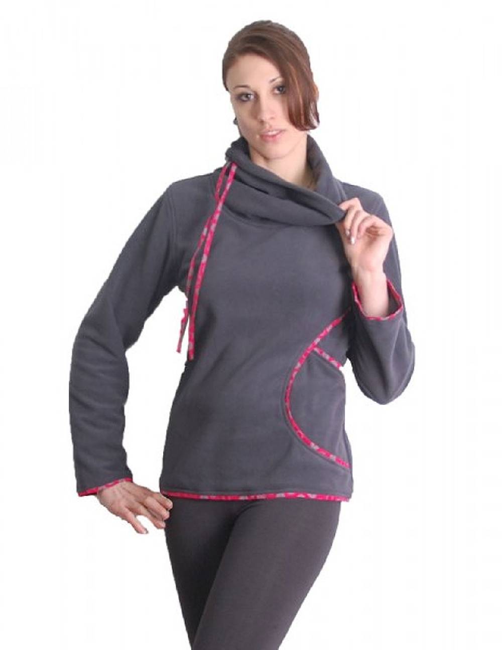 Kunst Und Magie Goa Fleecepullover mit Rollkragen in Grau/Pink Kunst Und Magie Goa Fleecepullover mit Rollkragen in Grau/Pink