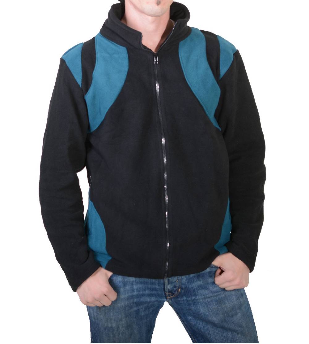 Kunst Und Magie Goa Herren Fleecejacke "Buddha" mit Aufwendiger Rückenstickerei Goa Psy Hippie