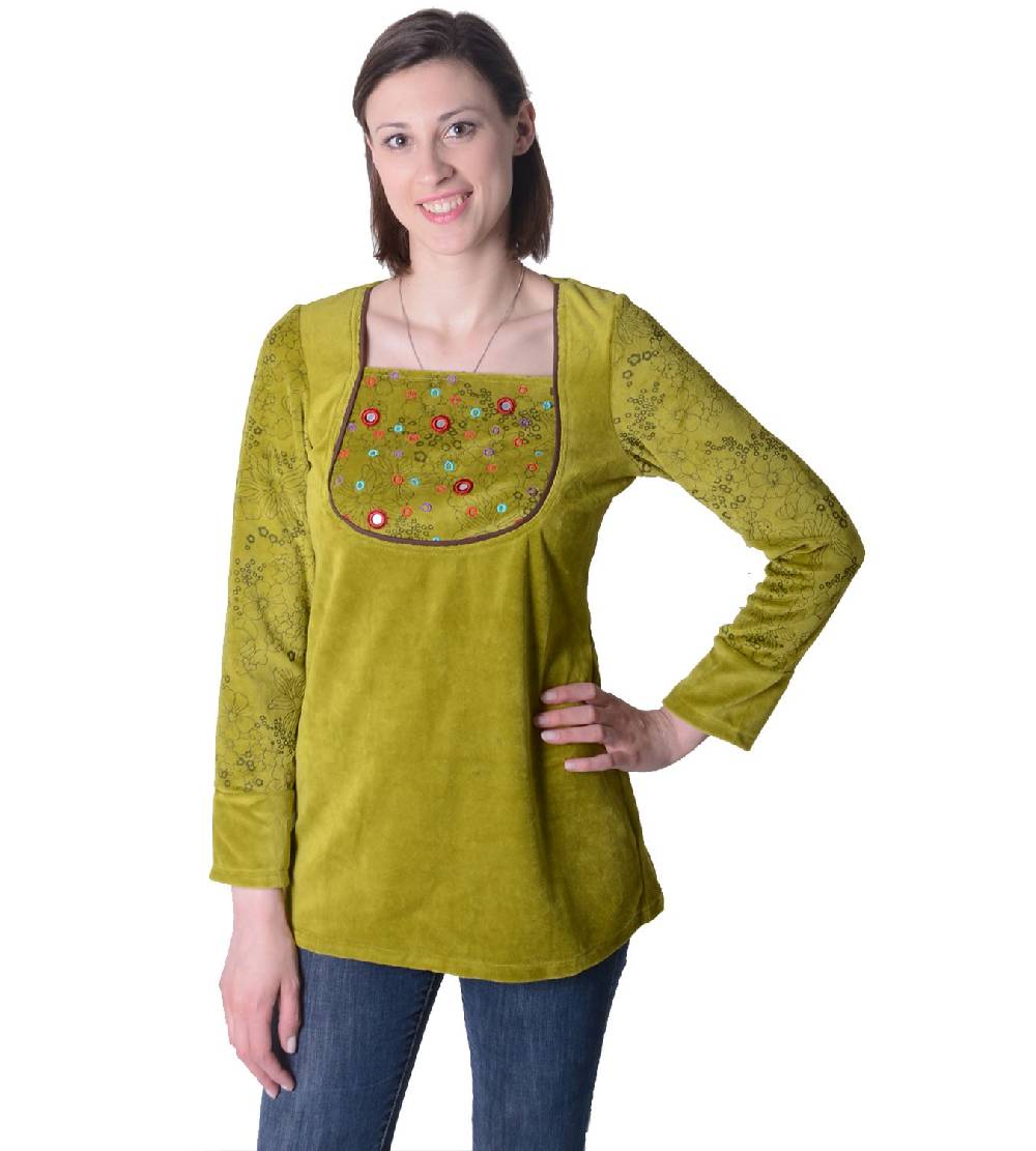 Kunst Und Magie Goa Hippie Samt Oberteil In Außergewöhnlichem Design Boho