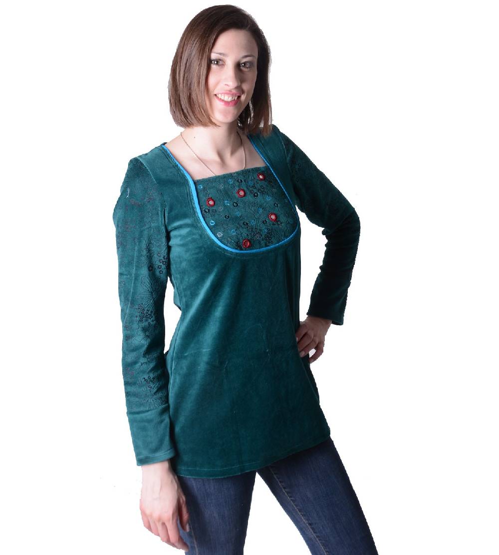 Kunst Und Magie Goa Hippie Samt Oberteil In Außergewöhnlichem Design Boho