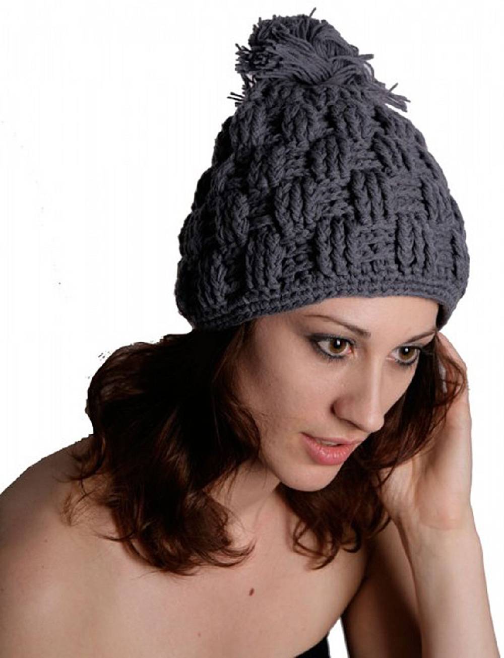 Kunst Und Magie Graue Strickmütze Aus Wolle Mit Fleecefutter