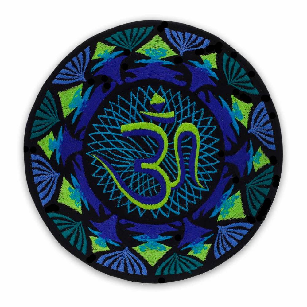 Kunst Und Magie Großer Patch Aufnäher Aum Om Mandala ca 20cm Durchmesser Blau 8"