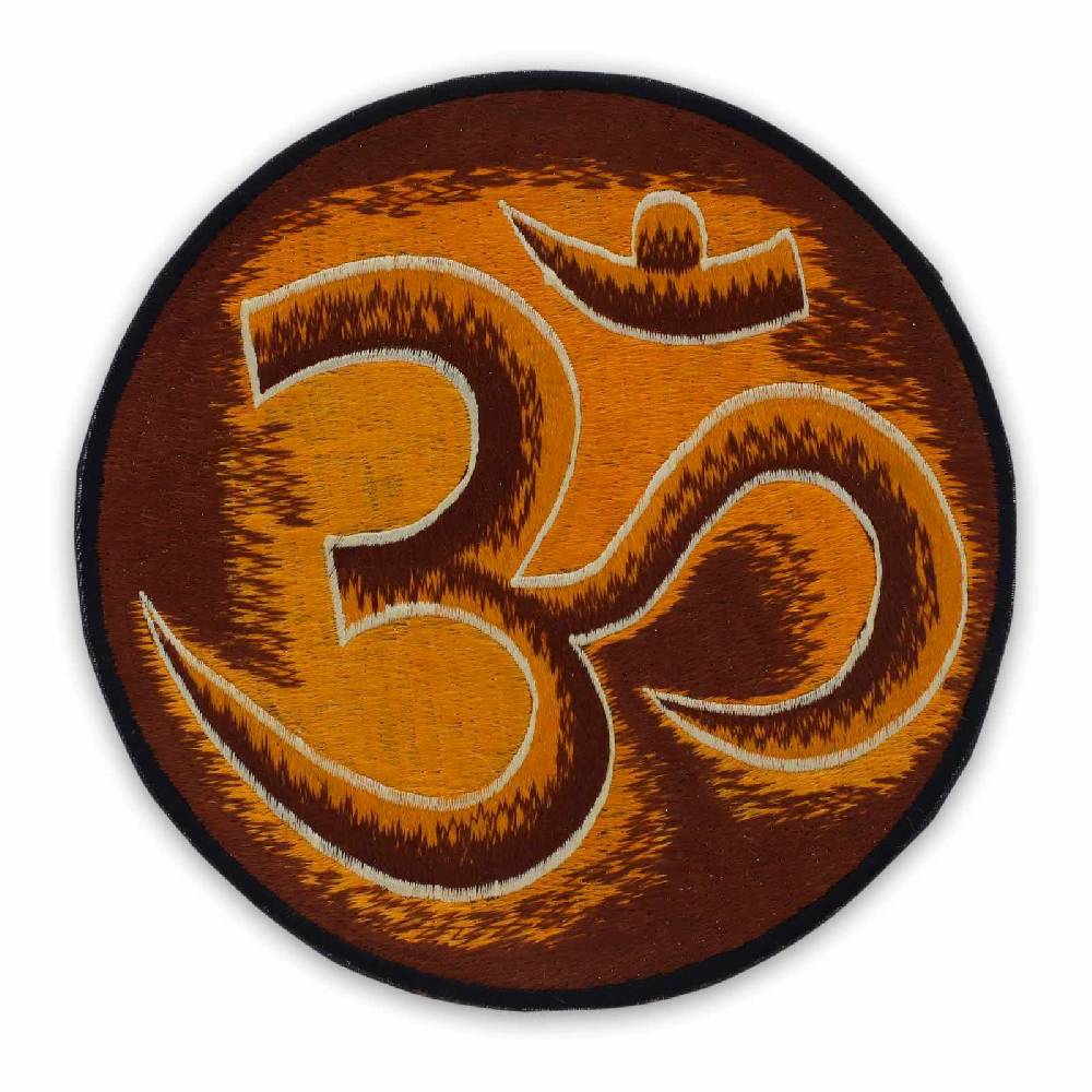 Kunst Und Magie Großer Patch Aufnäher Aum Om Mandala ca 20cm Durchmesser Braun 8"