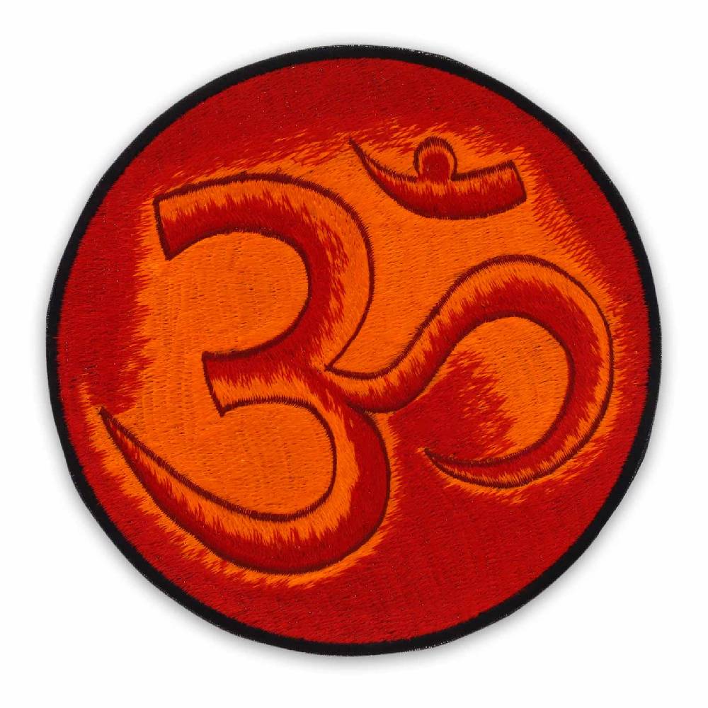 Kunst Und Magie Großer Patch Aufnäher Aum Om Mandala ca 20cm Durchmesser Rot 8"