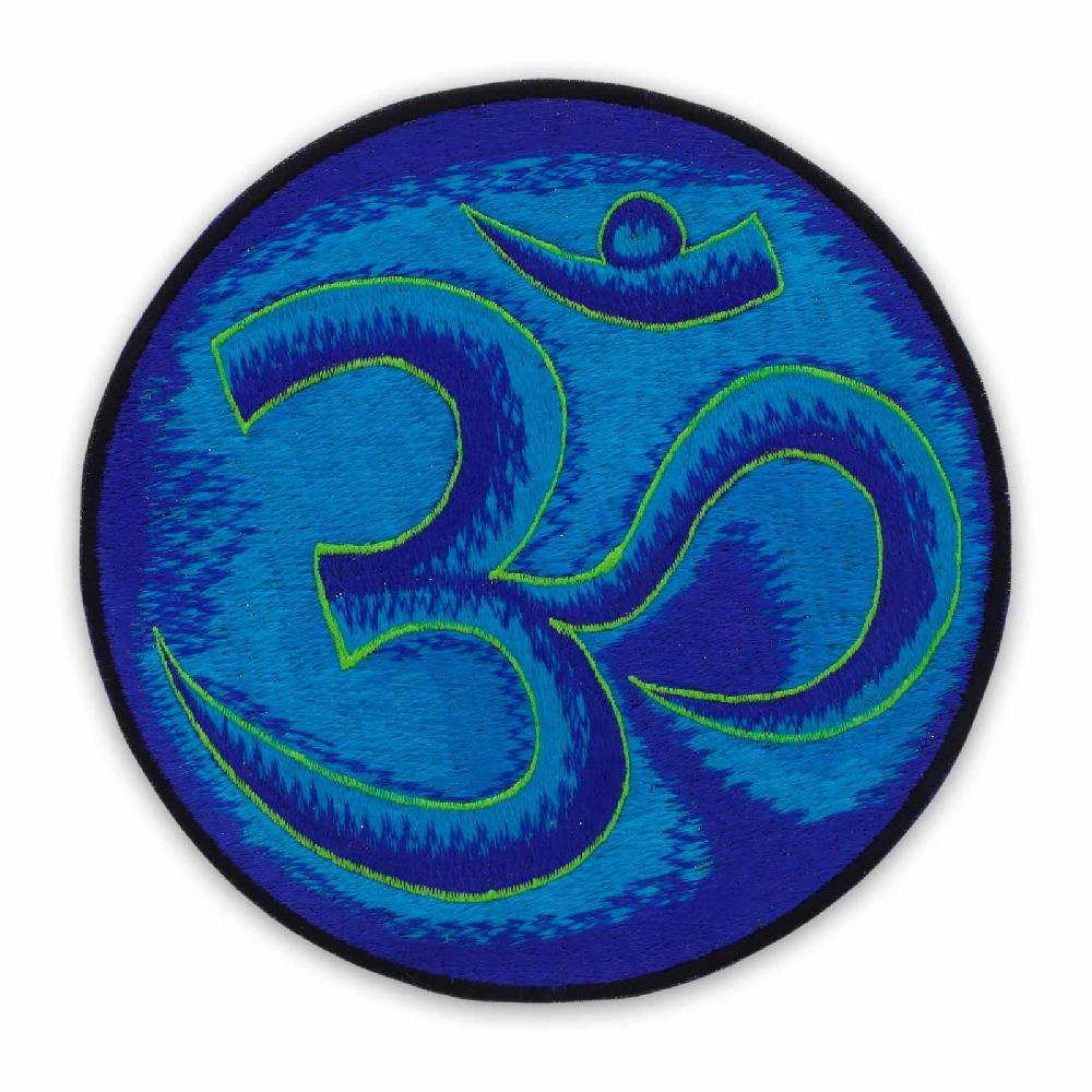 Kunst Und Magie Großer Patch Aufnäher Aum Om Mandala ca 20cm Durchmesser Blau
