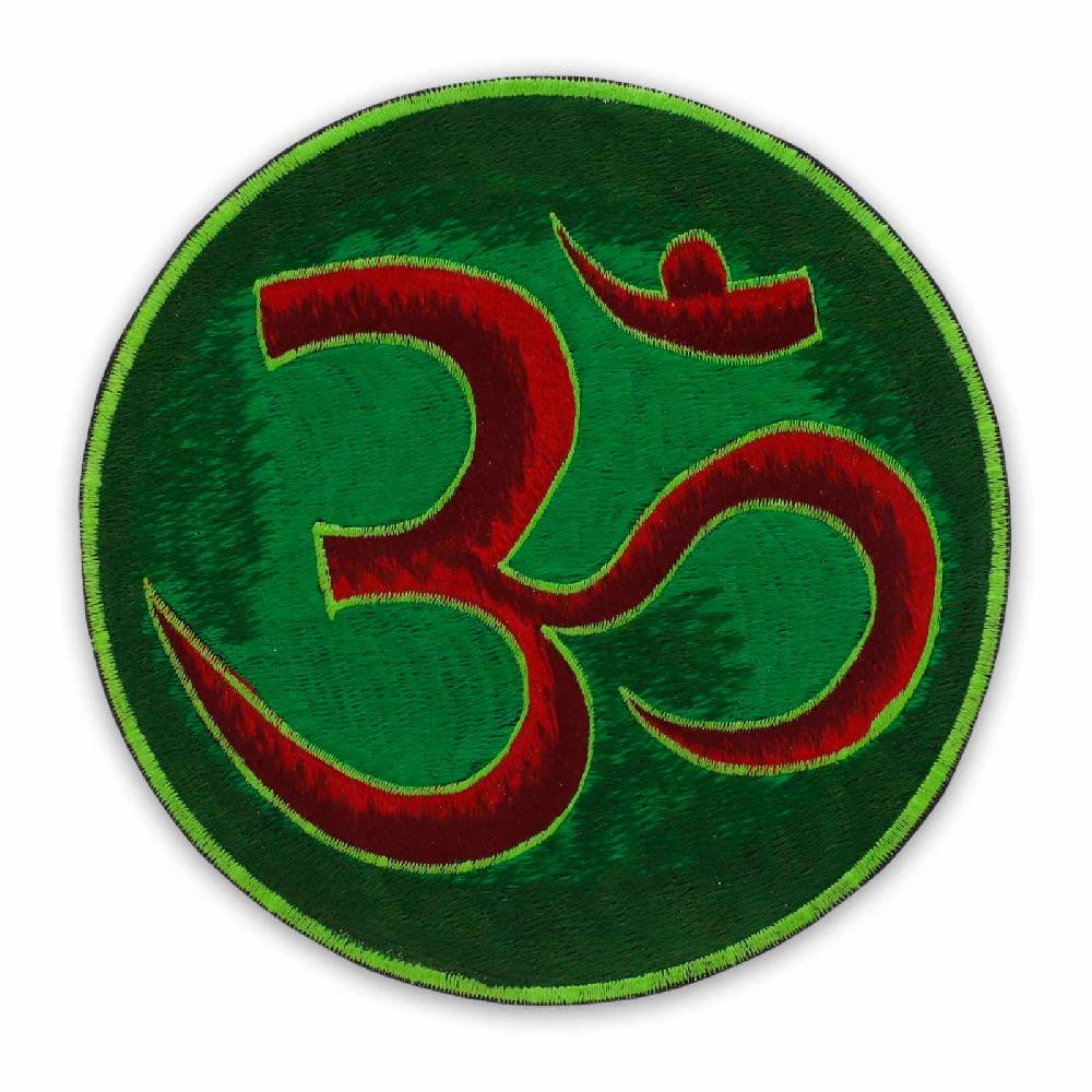 Kunst Und Magie Großer Patch Aufnäher Aum Om Mandala ca 20cm Durchmesser Grün 8"