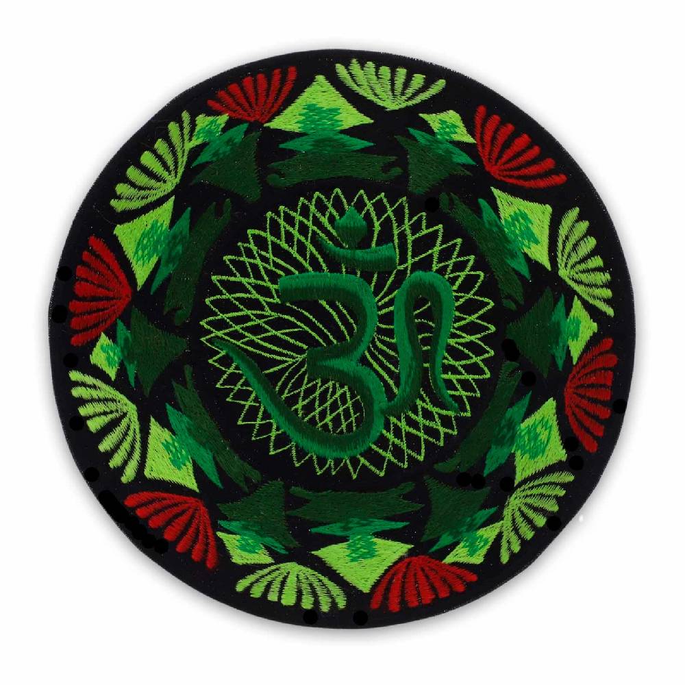 Kunst Und Magie Großer Patch Aufnäher Aum Om Mandala ca 20cm Durchmesser Grün 8"