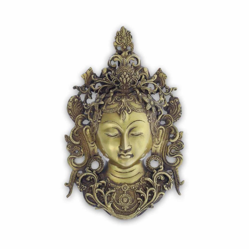 Kunst Und Magie Grüne Tara Maske Wandschmuck Statue Skulptur Kopf Messing 30cm