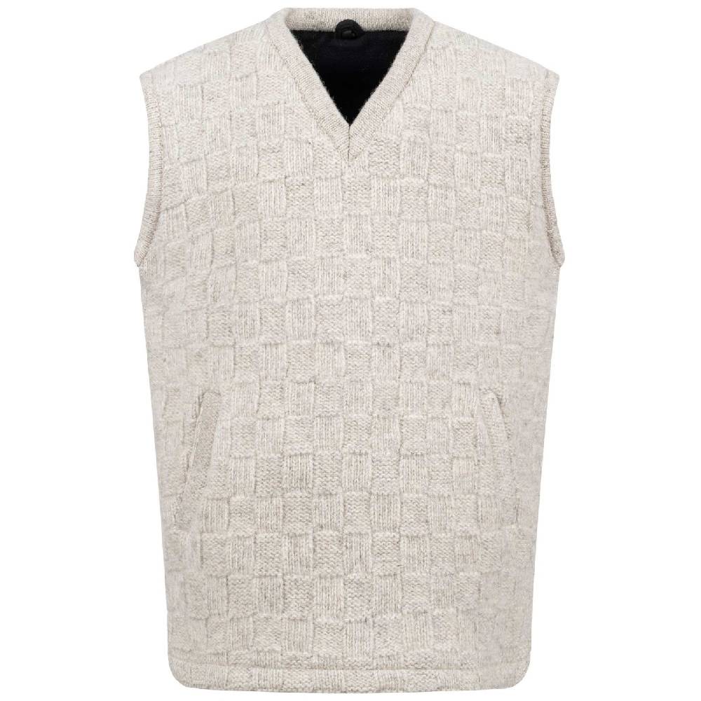 Kunst Und Magie Herren Strick Pullunder V-Neck aus Wolle mit warmen Fleecefutter