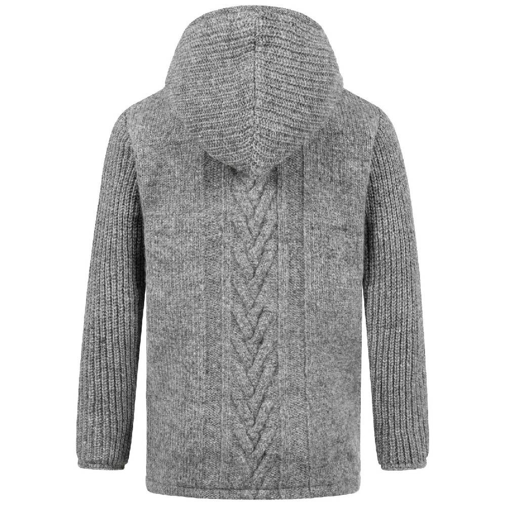 Kunst Und Magie Herren Strickjacke Goa Wolle Jacke Fleecefutter Hochkragen Winterjacke Kurzmantel Kapuze