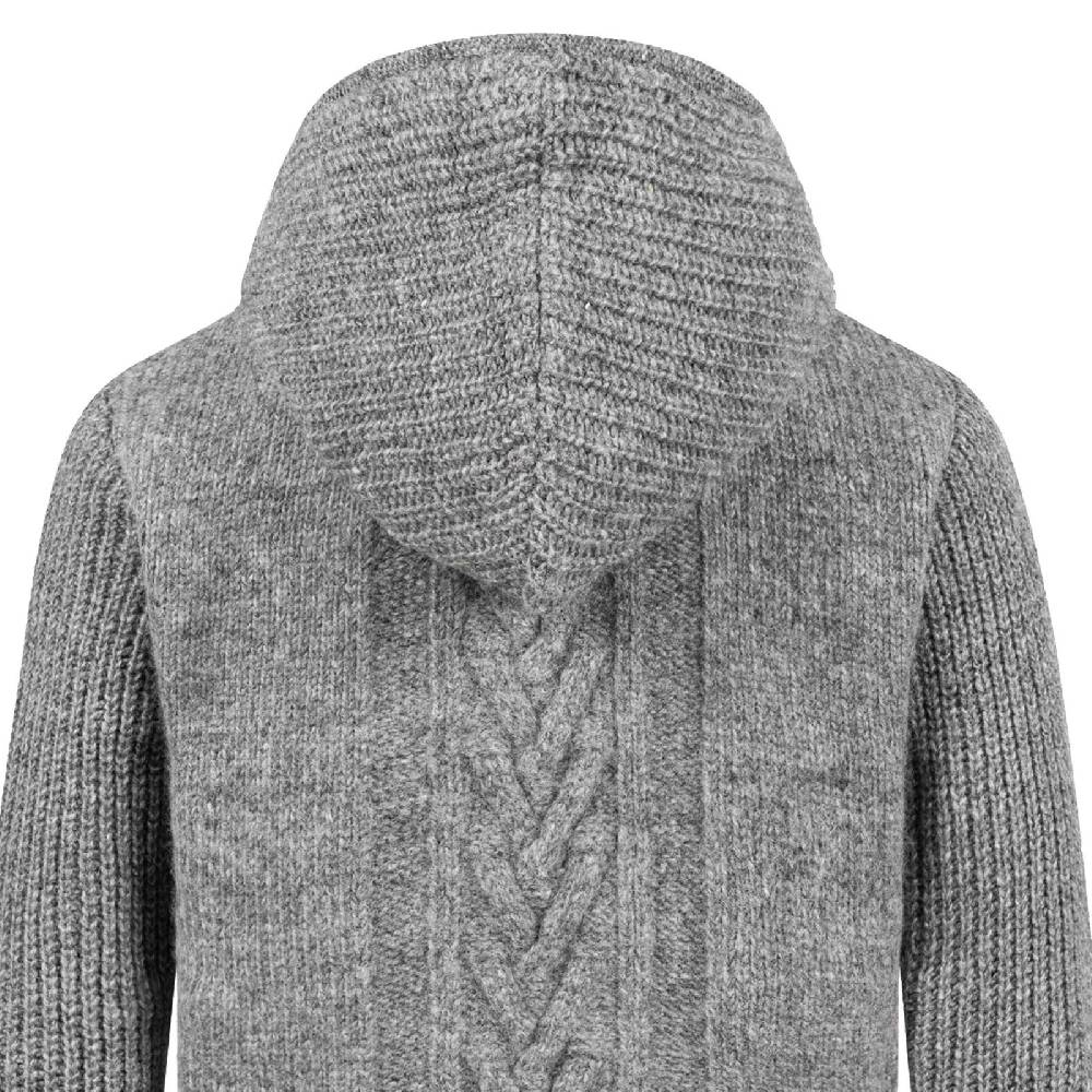 Kunst Und Magie Herren Strickjacke Goa Wolle Jacke Fleecefutter Hochkragen Winterjacke Kurzmantel Kapuze