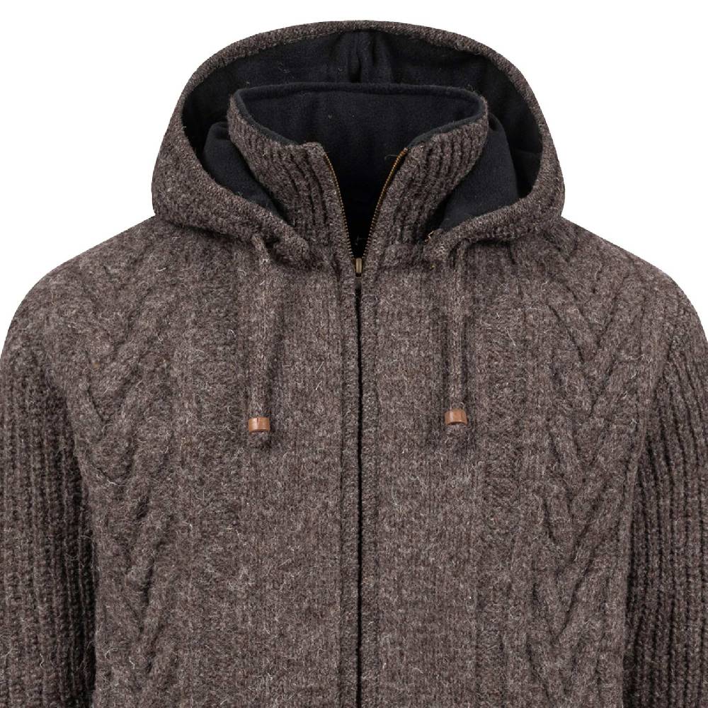 Kunst Und Magie Herren Strickjacke Goa Wolle Jacke Fleecefutter Hochkragen Winterjacke Kurzmantel Kapuze