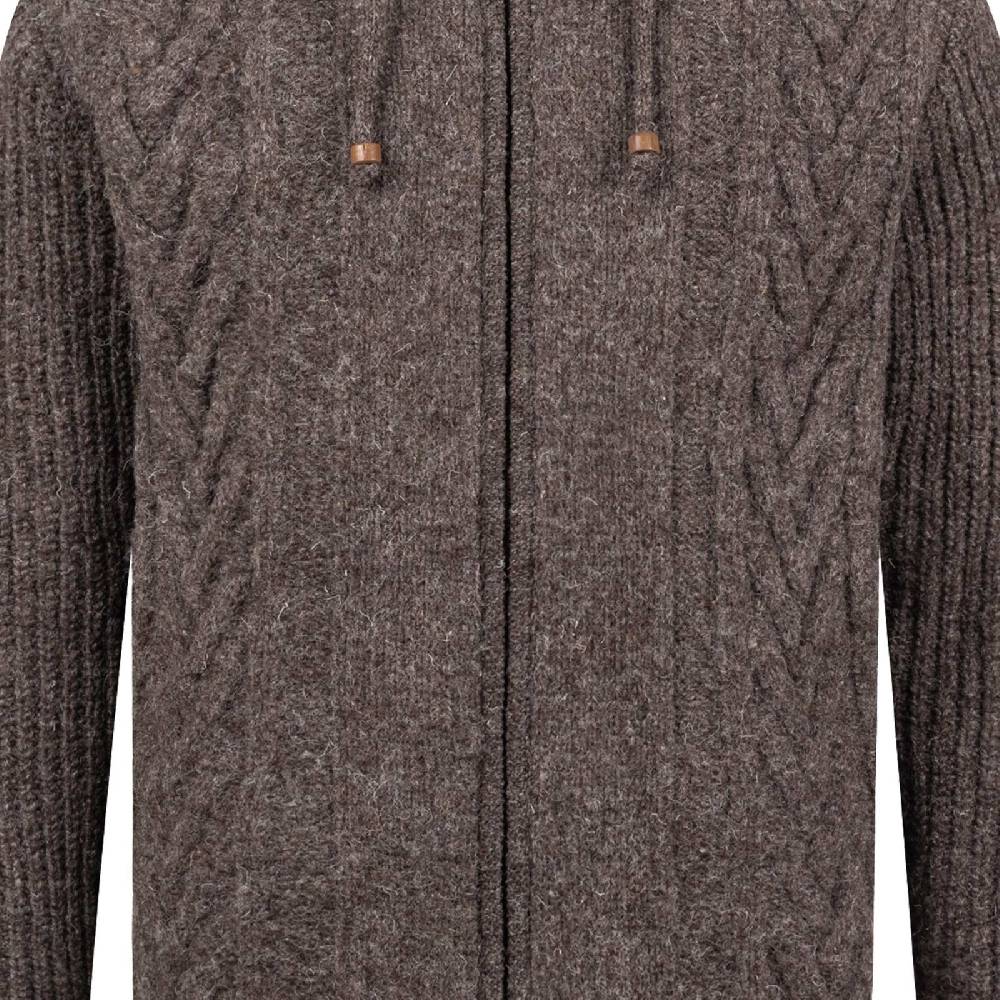 Kunst Und Magie Herren Strickjacke Goa Wolle Jacke Fleecefutter Hochkragen Winterjacke Kurzmantel Kapuze