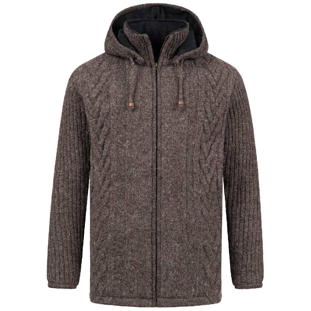 Kunst Und Magie Herren Strickjacke Goa Wolle Jacke Fleecefutter Hochkragen Winterjacke Kurzmantel Kapuze