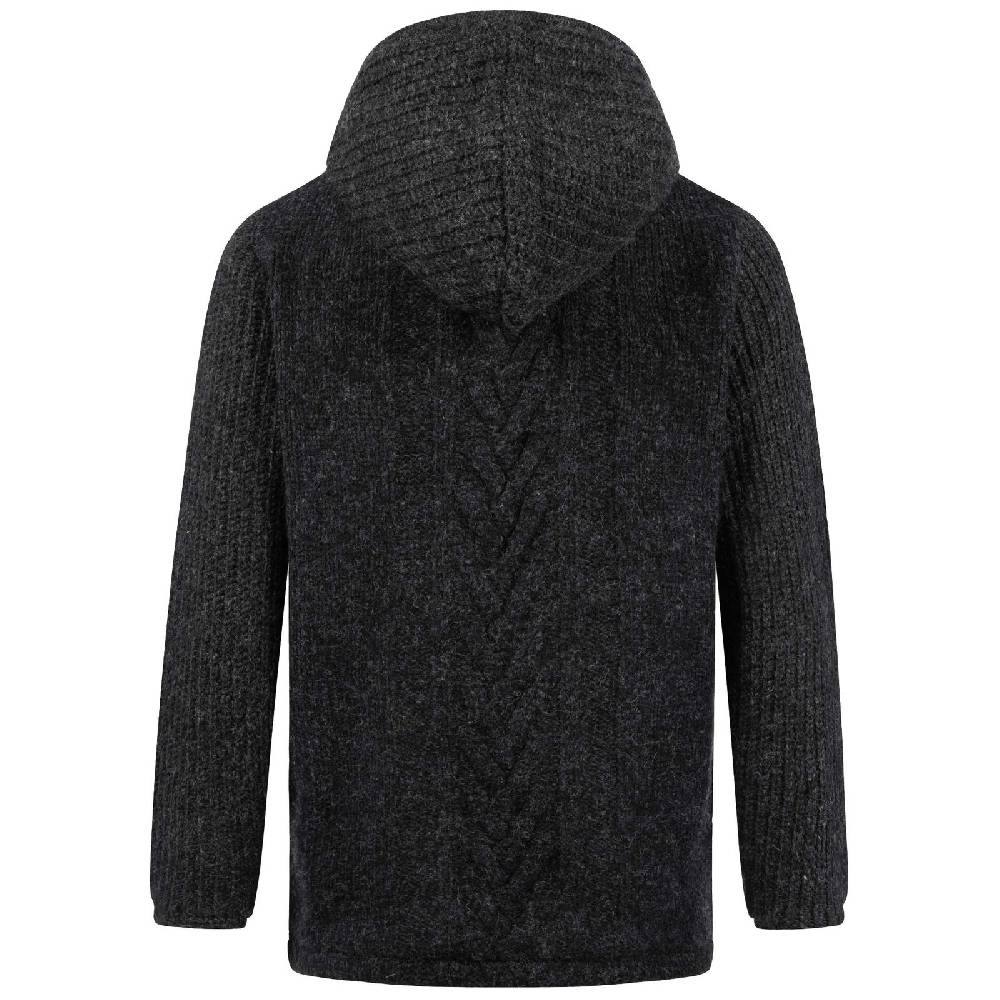 Kunst Und Magie Herren Strickjacke Goa Wolle Jacke Fleecefutter Hochkragen Winterjacke Kurzmantel Kapuze