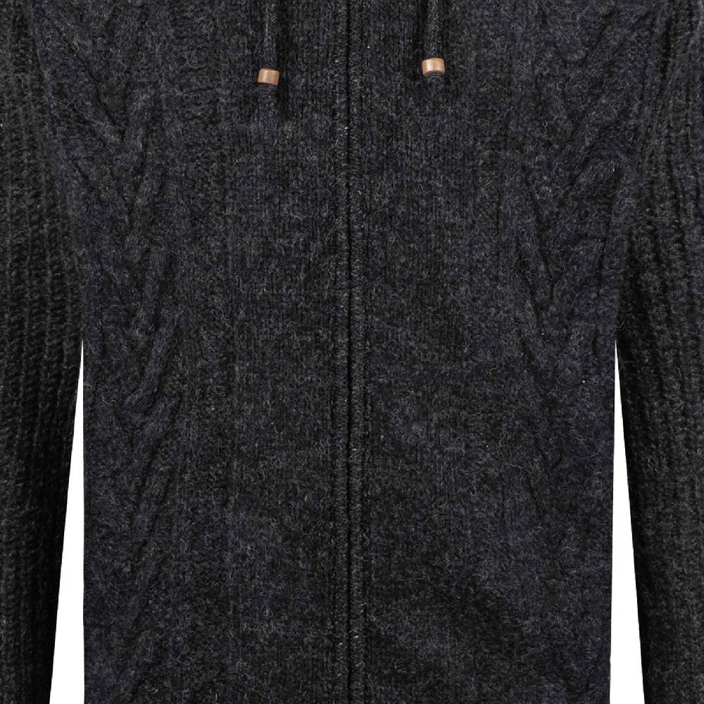 Kunst Und Magie Herren Strickjacke Goa Wolle Jacke Fleecefutter Hochkragen Winterjacke Kurzmantel Kapuze
